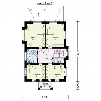 Проекты домов Альфаплан - Проект двухэтажного дома для узкого участка - превью плана проекта №2