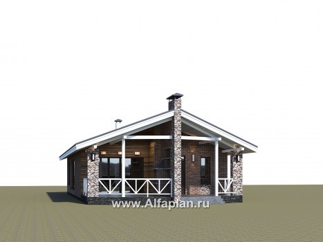 «Гестия» - проект одноэтажного дома, с барбекью на террасе, с двускатной крышей - превью дополнительного изображения №1