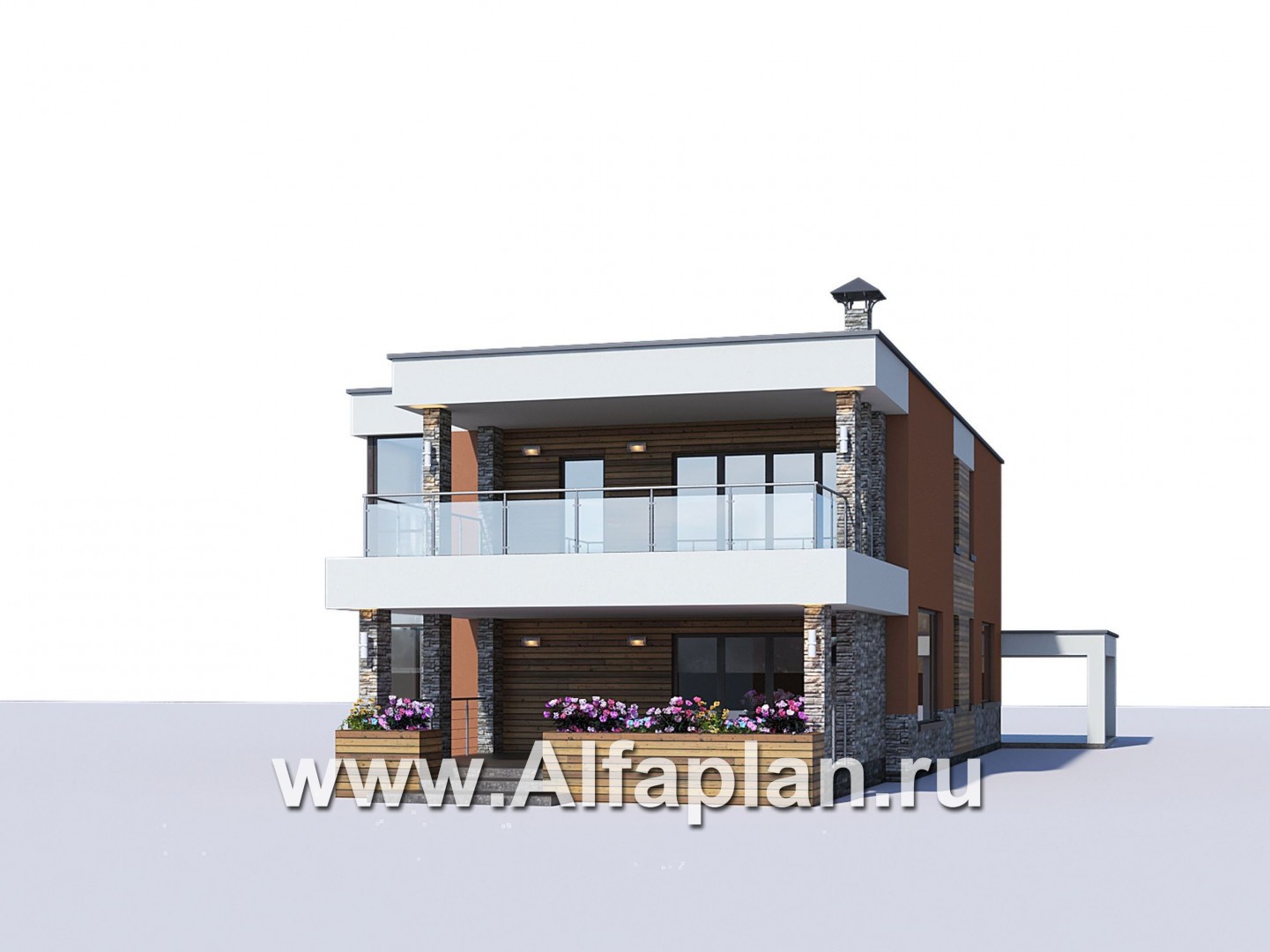 Проекты домов Альфаплан - «Бетельгейзе» - хай-тек вилла с плоской кровлей - дополнительное изображение №2