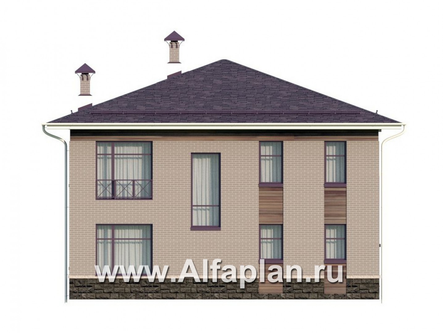 Проекты домов Альфаплан - "Римские каникулы" - проект дома с двусветной гостиной - изображение фасада №4