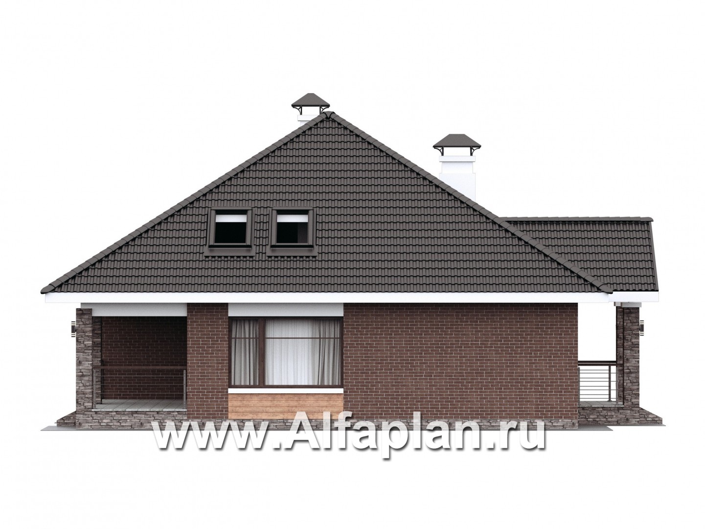 Проекты домов Альфаплан - "Перспектива" - проект компактного дома с мансардой - изображение фасада №3