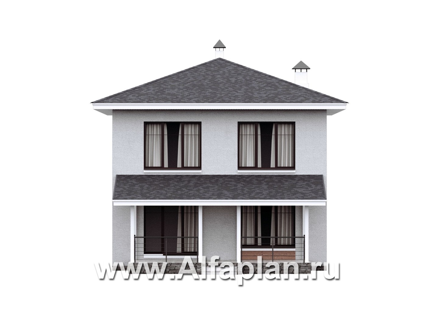 Проекты домов Альфаплан - Проект экономичного комфортного дома из газобетона - изображение фасада №4