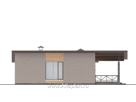 Проекты домов Альфаплан - "Стрелец" -проект современного одноэтажного дома с односкатной крышей - превью фасада №3