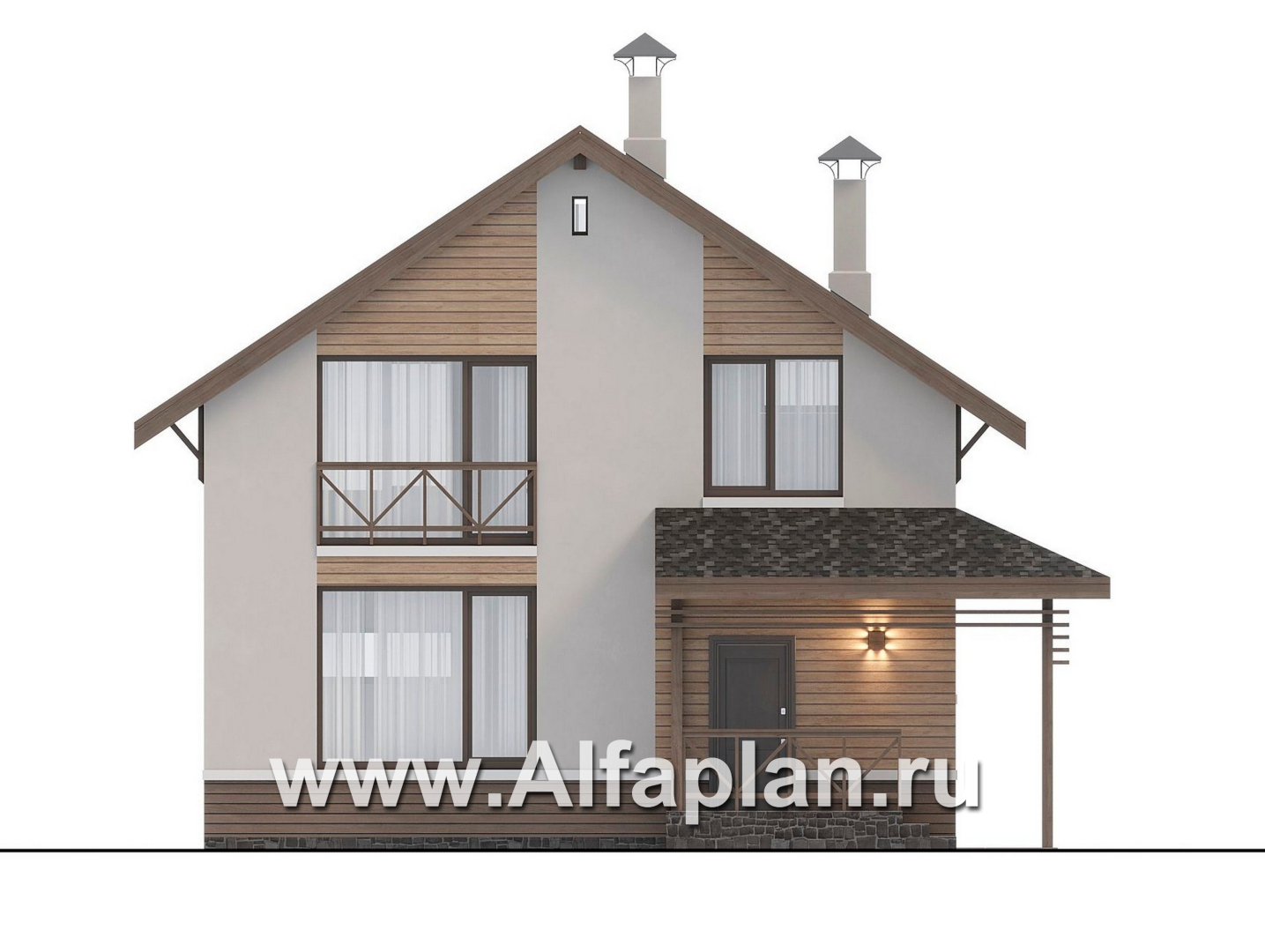 Проекты домов Альфаплан - "Бессер" - проект рационального каркасного дома - изображение фасада №1