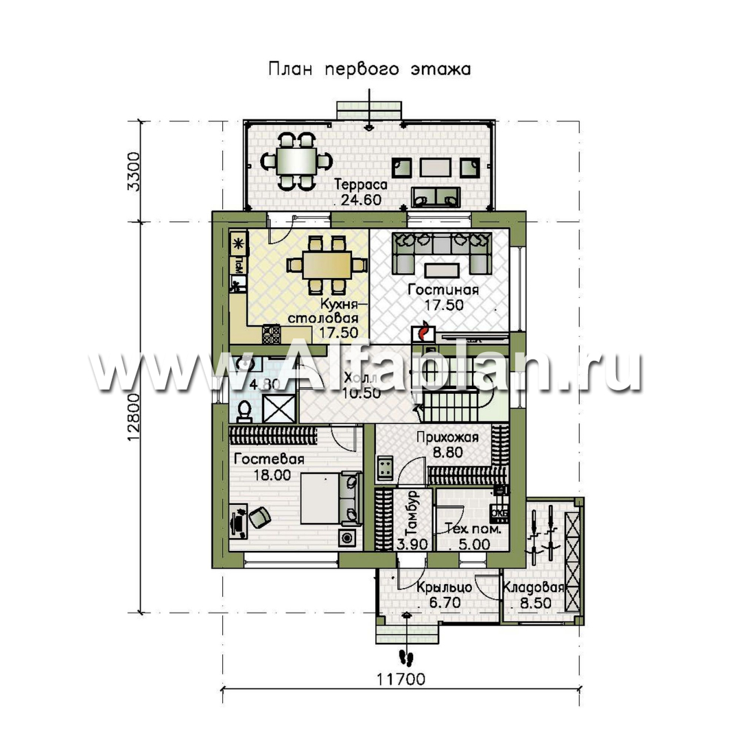 «Коронадо» - проект дома, 2 этажа, с террасой и плоской крышей, мастер спальня, в стиле хай-тек - план дома
