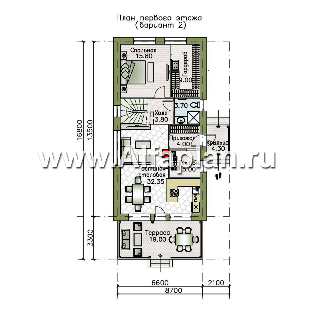 «Мой путь» - проект дома из кирпича, 2 этажа, с террасой и с 5-ю спальнями - план дома