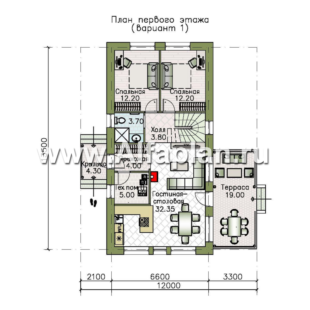 «Мой путь» - проект дома из газобетона, 2 этажа, с террасой и с 5-ю спальнями - план дома