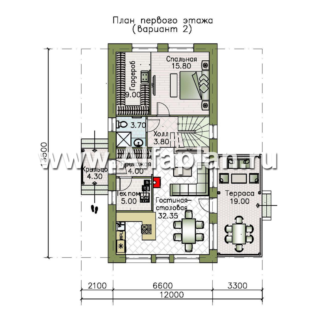 «Мой путь» - проект дома из газобетона, 2 этажа, с террасой и с 5-ю спальнями - план дома