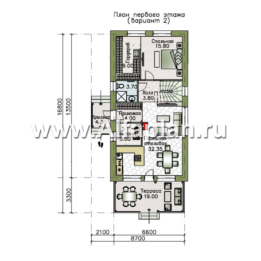 «Мой путь» - проект дома из кирпича, 2 этажа, с террасой и с 5-ю спальнями - план дома