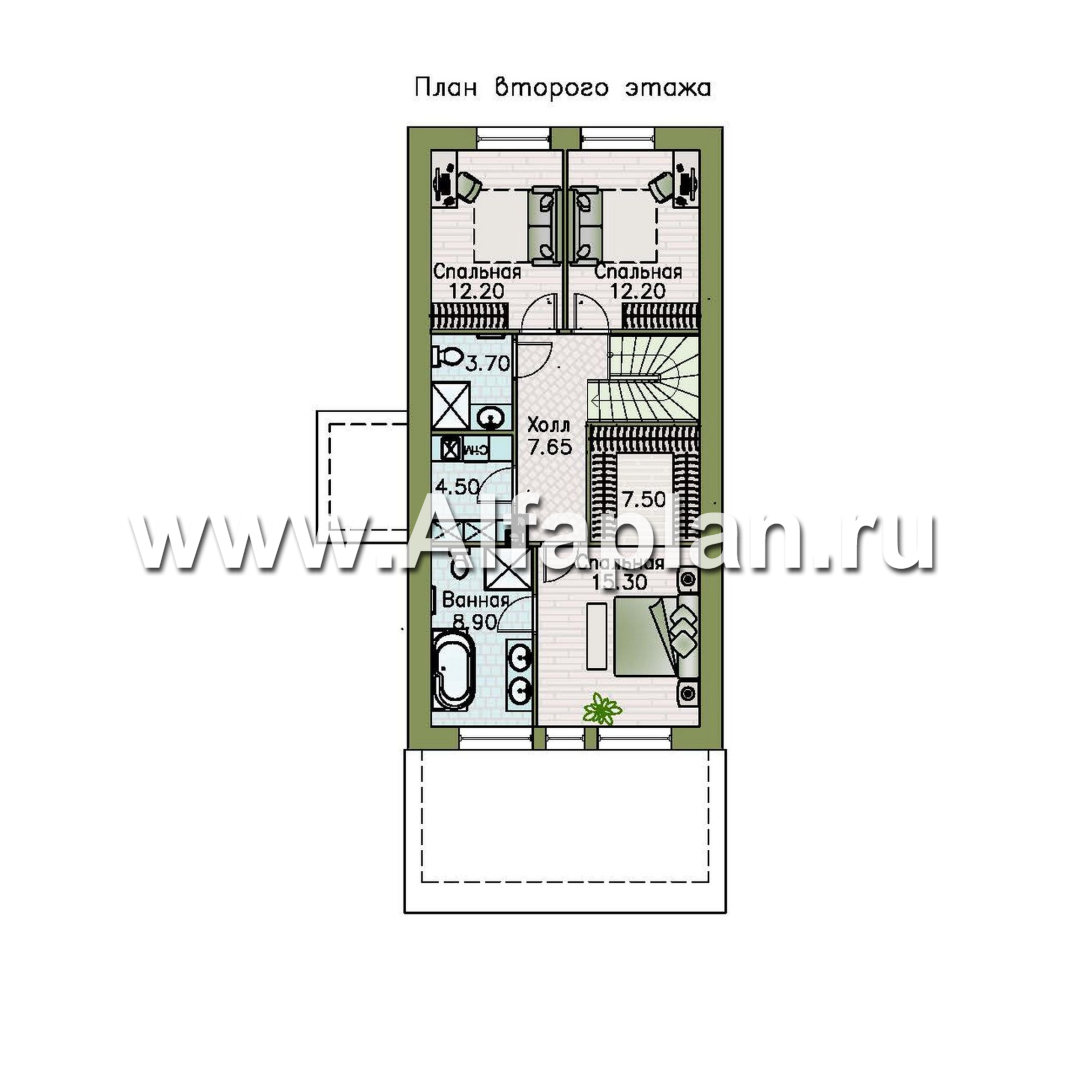 «Мой путь» - проект дома из кирпича, 2 этажа, с террасой и с 5-ю спальнями - план дома