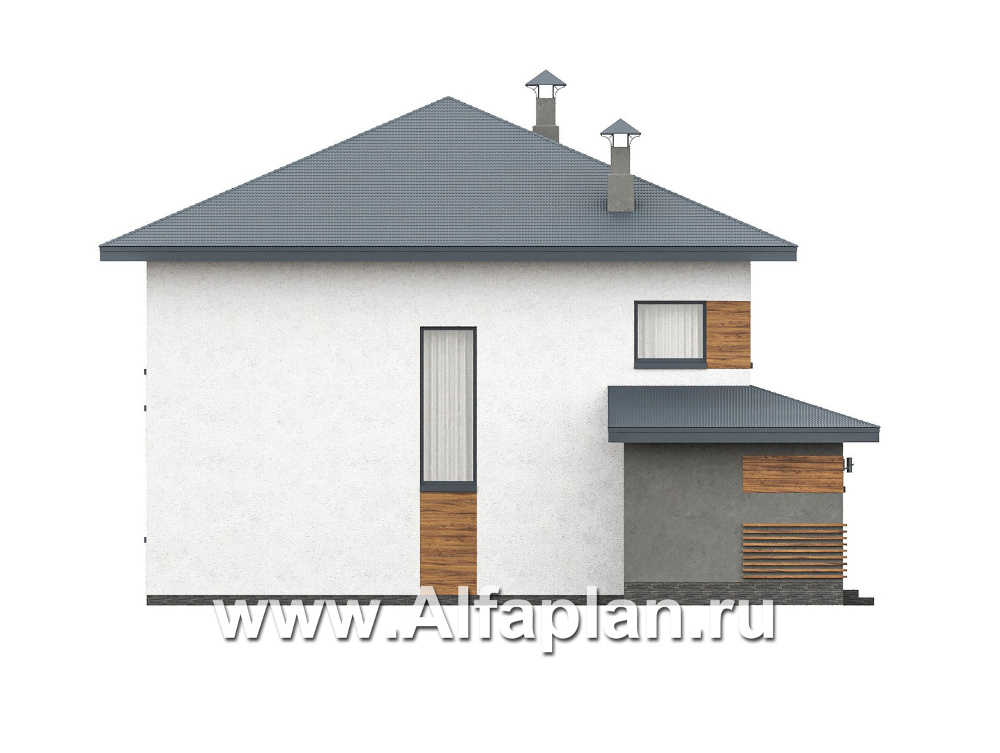 «Чистая линия» - проект дома, 2 этажа, с двусветной гостиной, с террасой, в современном стиле - фасад дома