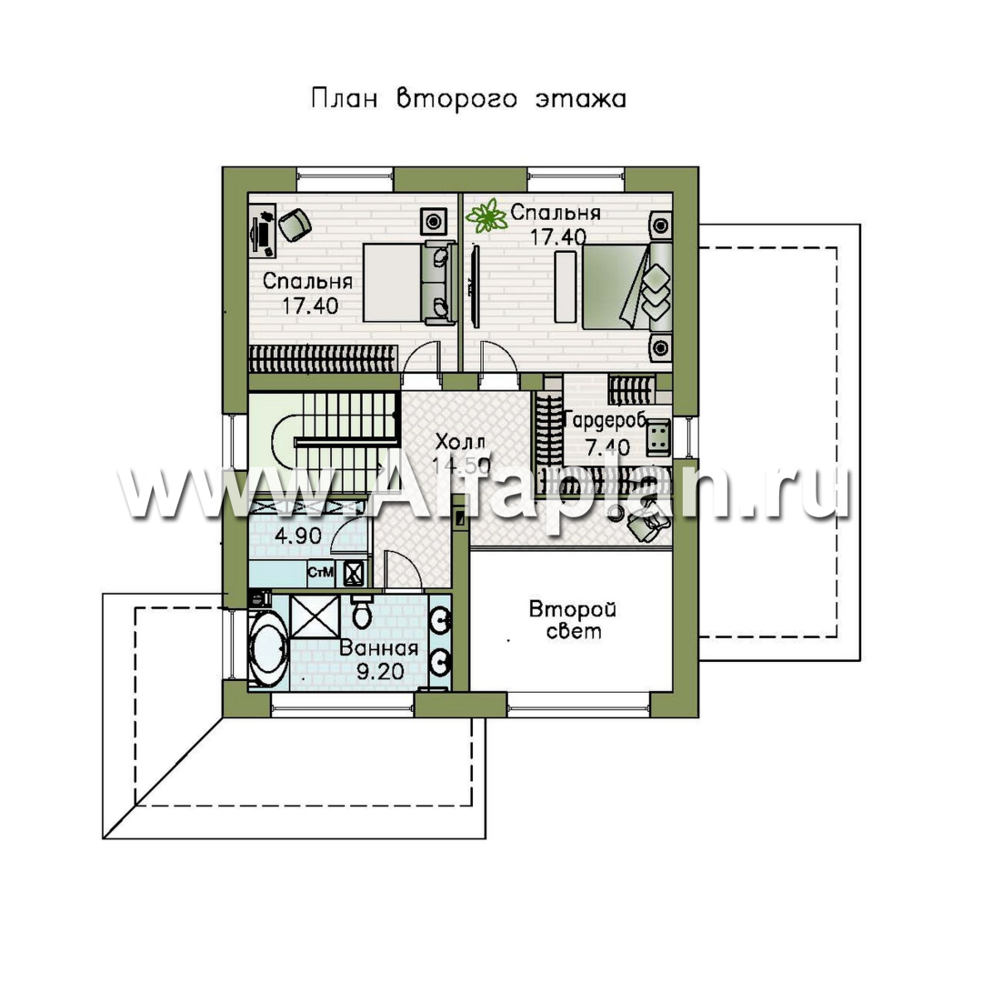 «Чистая линия» - проект дома, 2 этажа, с двусветной гостиной, с террасой, в современном стиле - план дома