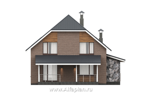 «Династия» - проект дома с мансардой, с террасой, мастер спальня - превью фасада дома