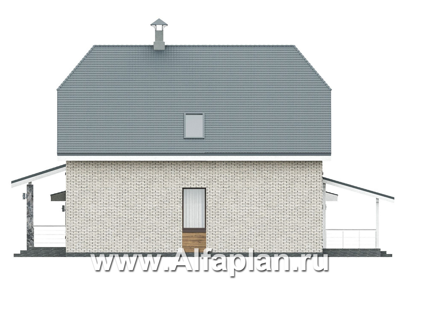 «Династия» - проект дома с мансардой, мастер спальня, с террасой и гаражом с мастерской - фасад дома