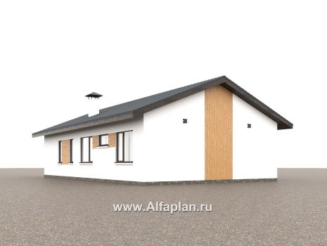 «Золотые поля» - проект одноэтажного дома, планировка мастер спальня и две детских, терраса со стороны входа - превью дополнительного изображения №3