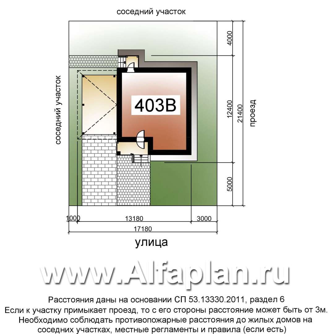 Проекты домов Альфаплан - Кирпичный дом «Серебро» с навесом для машины - дополнительное изображение №2