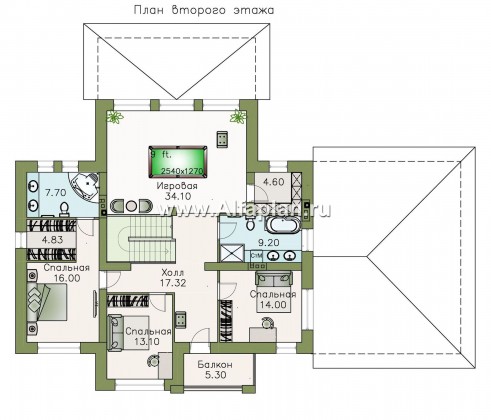 Проекты домов Альфаплан - «Высшая лига» -  Дом с двумя жилыми комнатами на 1эт, с гаражом на два автомобиля - превью плана проекта №2