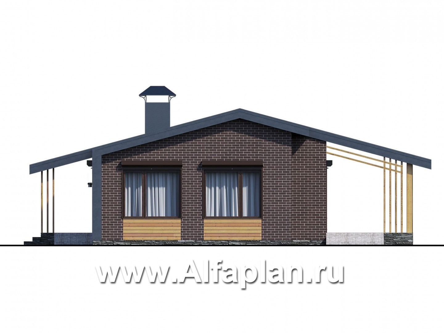 Проекты домов Альфаплан - «Омикрон» - современный каркасный дом для загородной жизни - изображение фасада №4