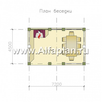 Проекты домов Альфаплан - Беседка-павильон с камином - превью плана проекта №1