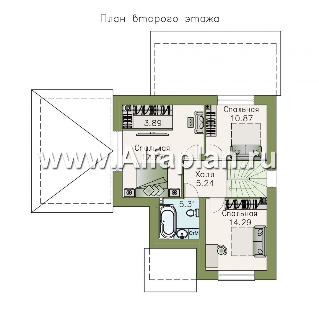 Проекты домов Альфаплан - «Причал» - романтический коттедж из кирпичей с  удобным планом - изображение плана проекта №2