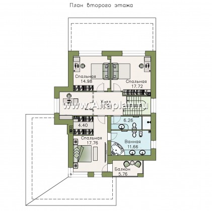 «Вишера» - проект двухэтажного дома, мастер спальня, оптимальная планировка с гаражом на 2 авто - превью план дома