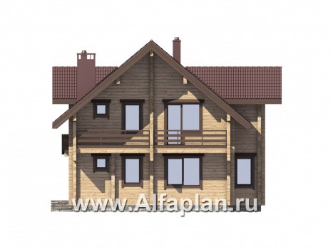 Проекты домов Альфаплан - Деревянный дом для большой семьи - превью фасада №3