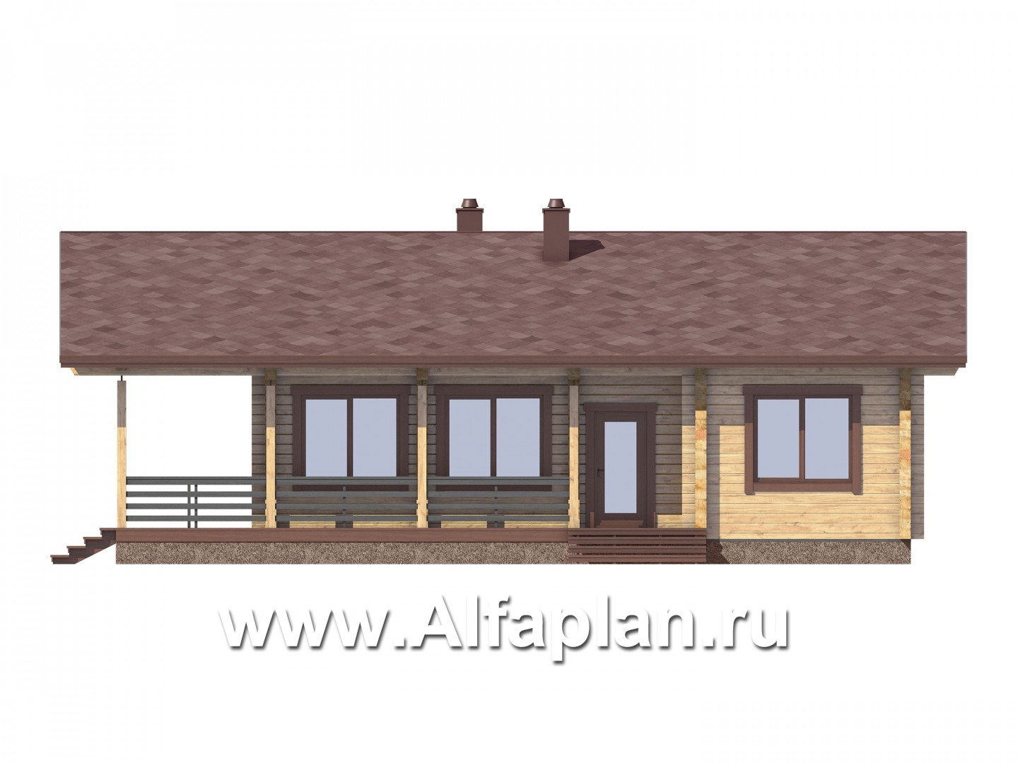 Проекты домов Альфаплан - Удобная современная дача с большой угловой террасой - изображение фасада №2