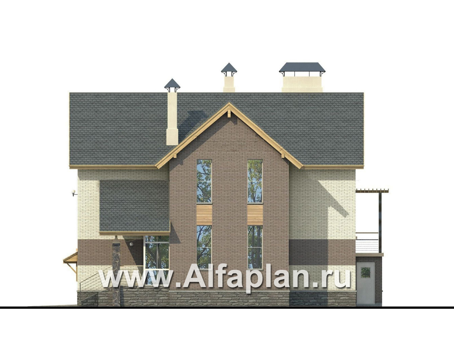 Проекты домов Альфаплан - «Эврика!» - удобный дом из блоков или кирпичей для маленького участка - изображение фасада №2