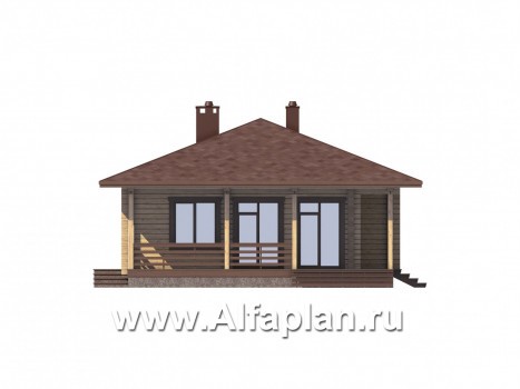 Проекты домов Альфаплан - Удобная дача с большой террасой и шатровой кровлей - превью фасада №3