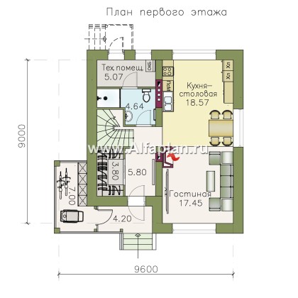 Проекты домов Альфаплан - «Оптима»- стильный небольшой дом - превью плана проекта №1