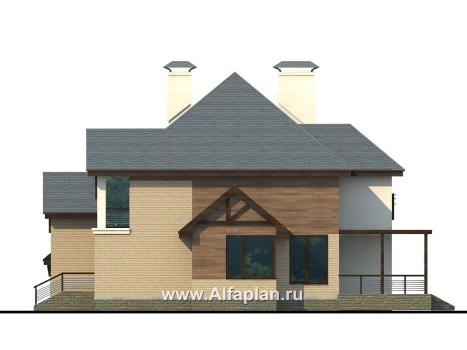 Проекты домов Альфаплан - «Современник» с панорамными окнами - превью фасада №2