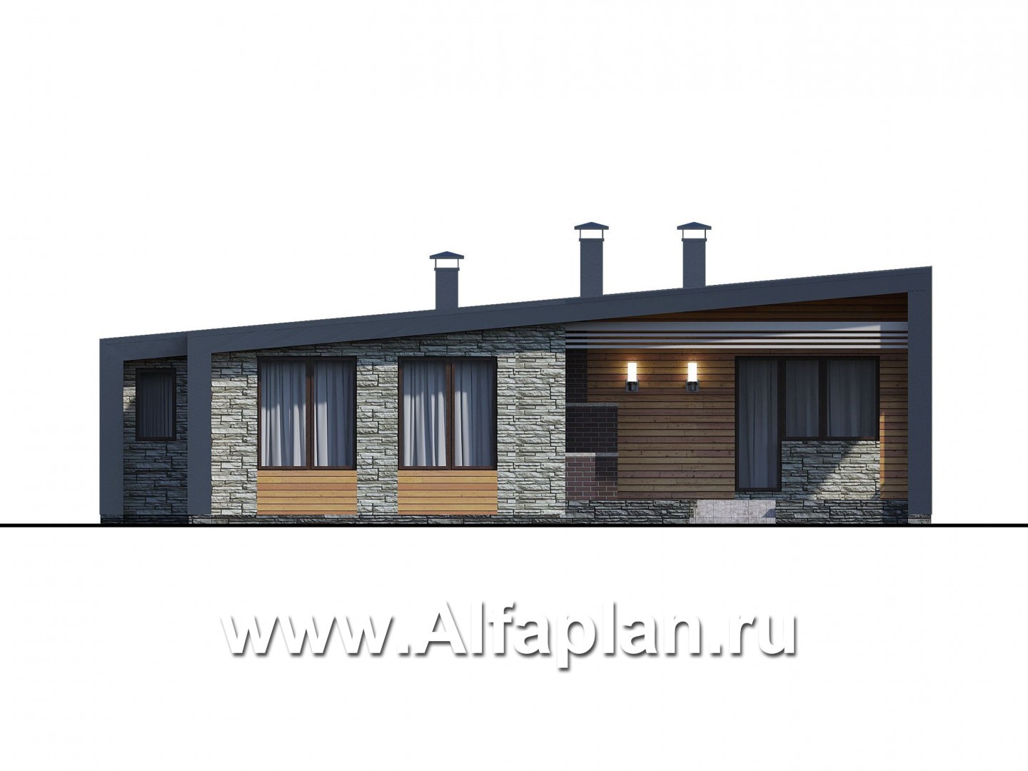 Проекты домов Альфаплан - «Дельта» - современный коттедж с фальцевыми фасадами - изображение фасада №4