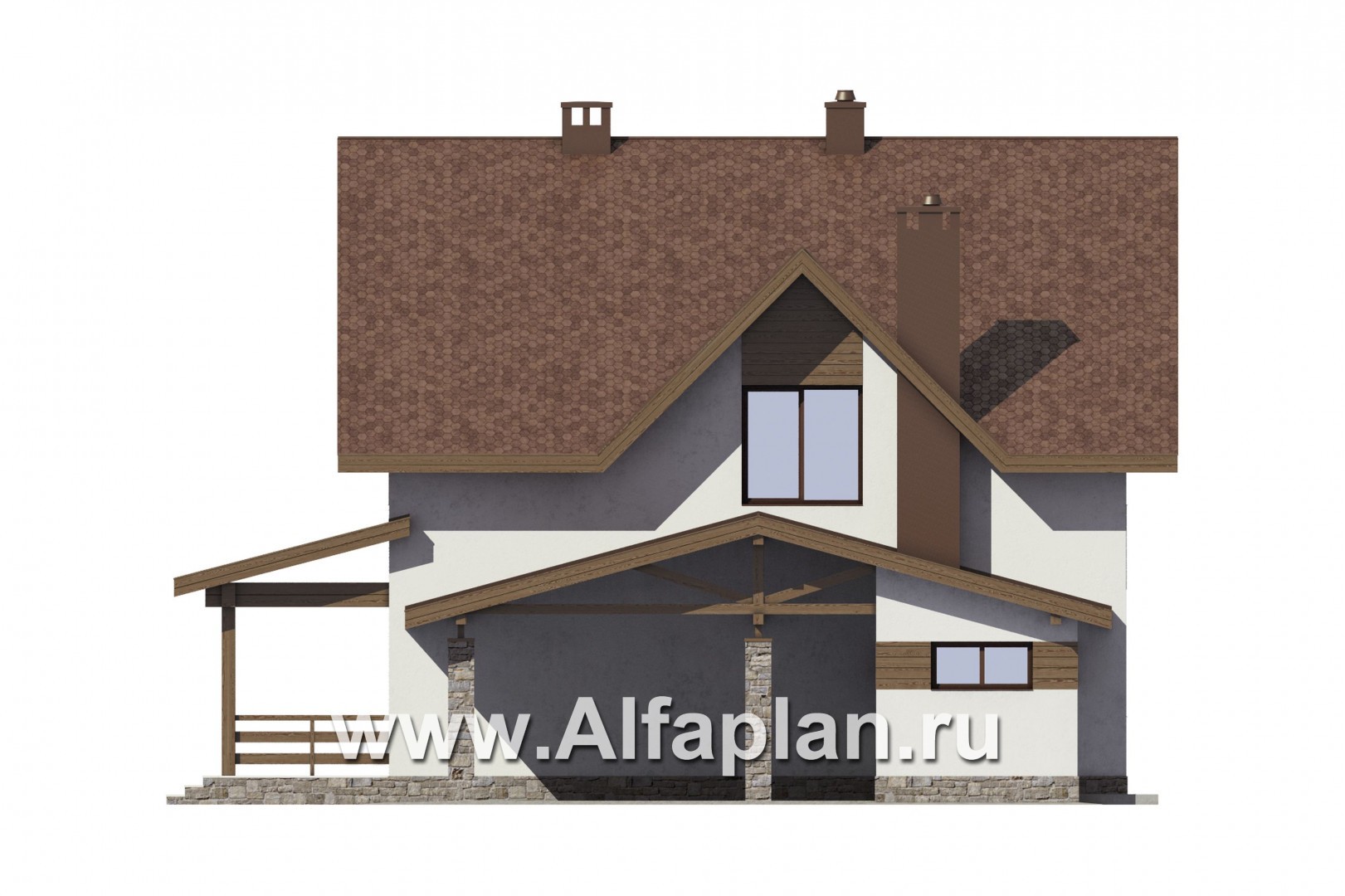Проекты домов Альфаплан - Компактный дом с навесом для машины - изображение фасада №4