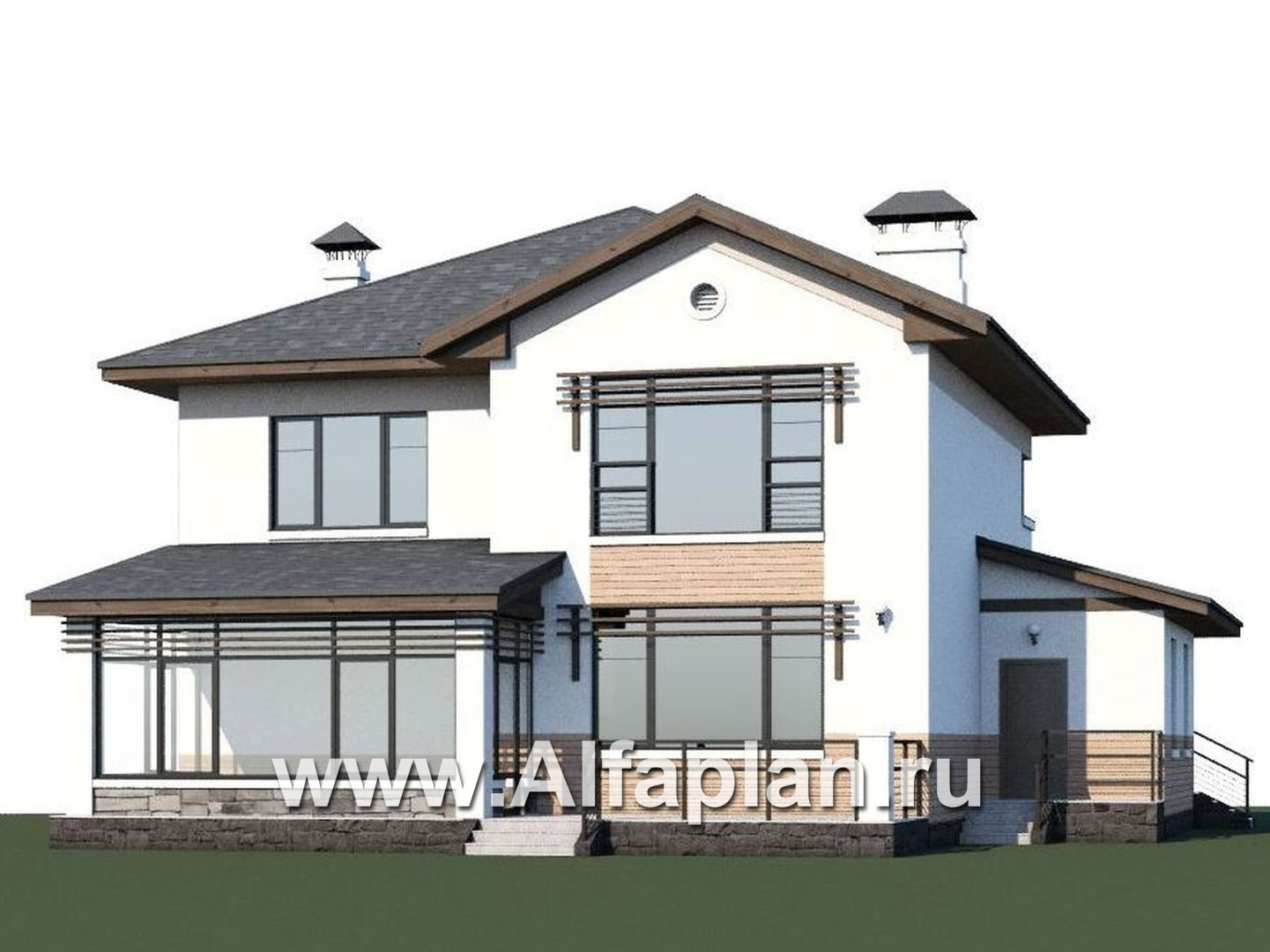 «Оазис» - проект двухэтажного дома с эркером, с комфортной планировкой - дизайн дома №2