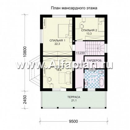 Проекты домов Альфаплан - Компактный дом с террасой - превью плана проекта №3