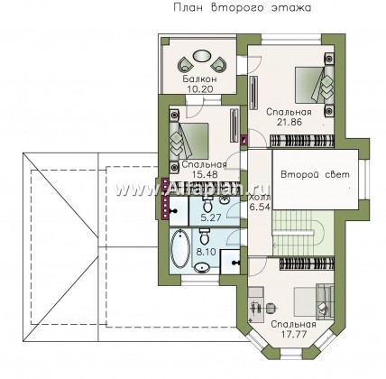 Проекты домов Альфаплан - «Чистые пруды»- компактный дом с гаражом - превью плана проекта №2