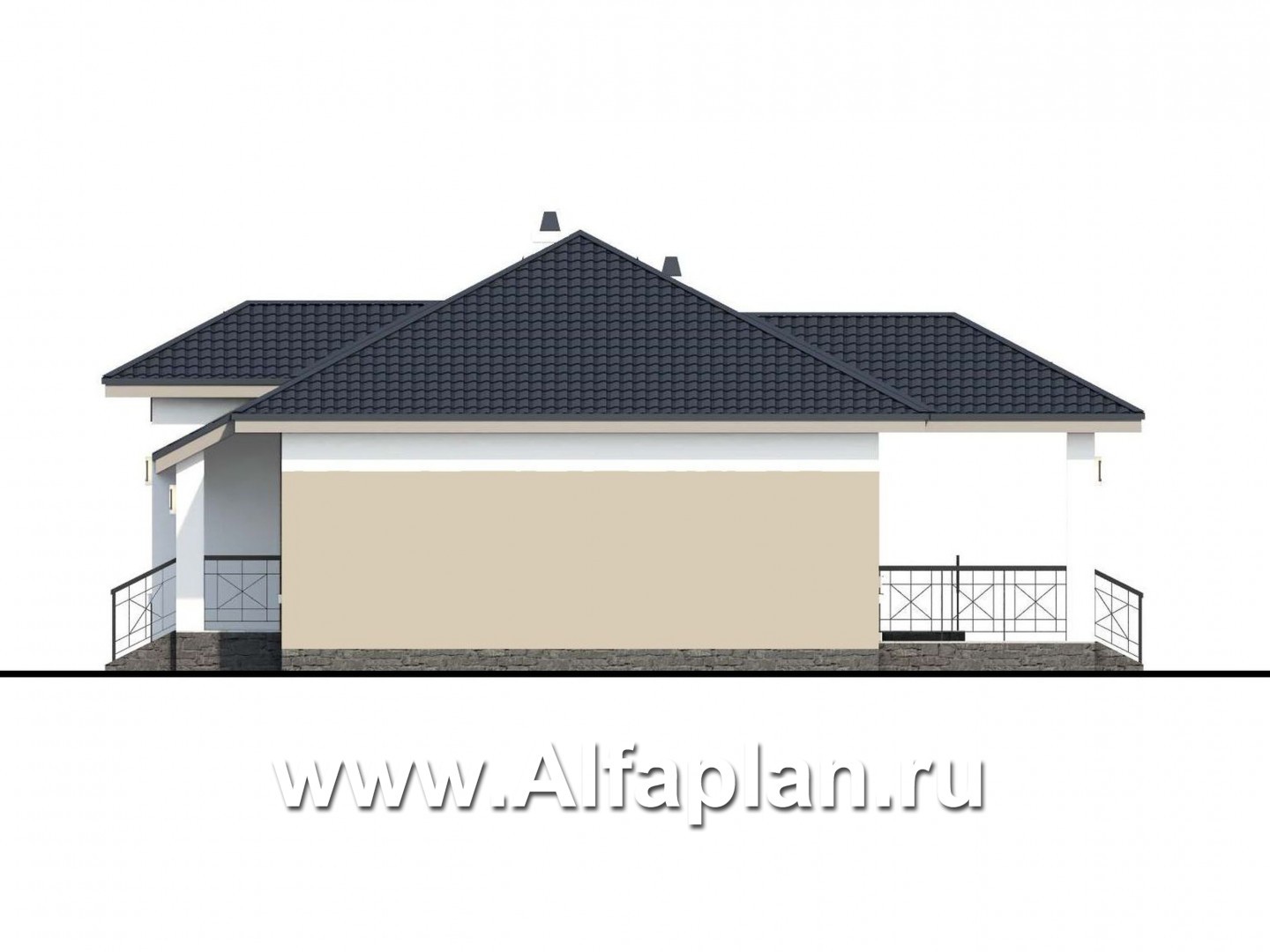 Проекты домов Альфаплан - «Княженика» - проект экономичного одноэтажного дома  сауной - изображение фасада №2