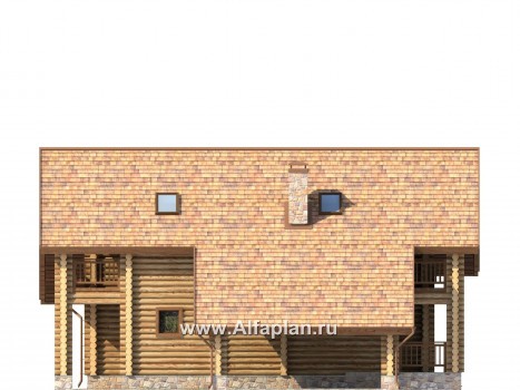 Проекты домов Альфаплан - Деревянный дом с навесом для машины - превью фасада №3