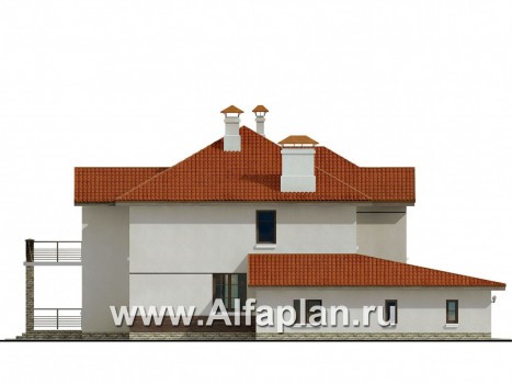 «Коралл» - проект двухэтажного дома, с гаражом на 2 авто, с полукруглой гостиной - превью фасада дома