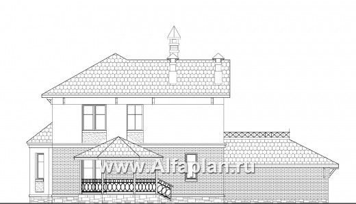 Проекты домов Альфаплан - «Классика»- двухэтажный особняк с эркером и гаражом на два автомобиля - превью фасада №4