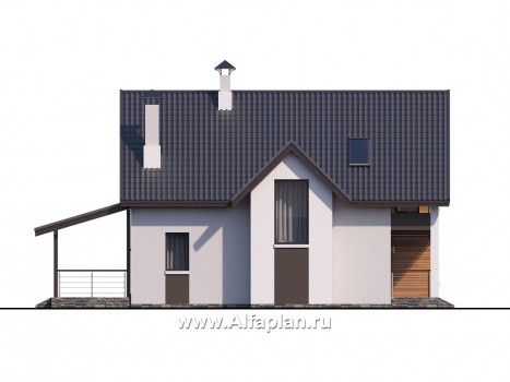 Проекты домов Альфаплан - «Арс» - небольшой мансардный дом для узкого участка - превью фасада №3
