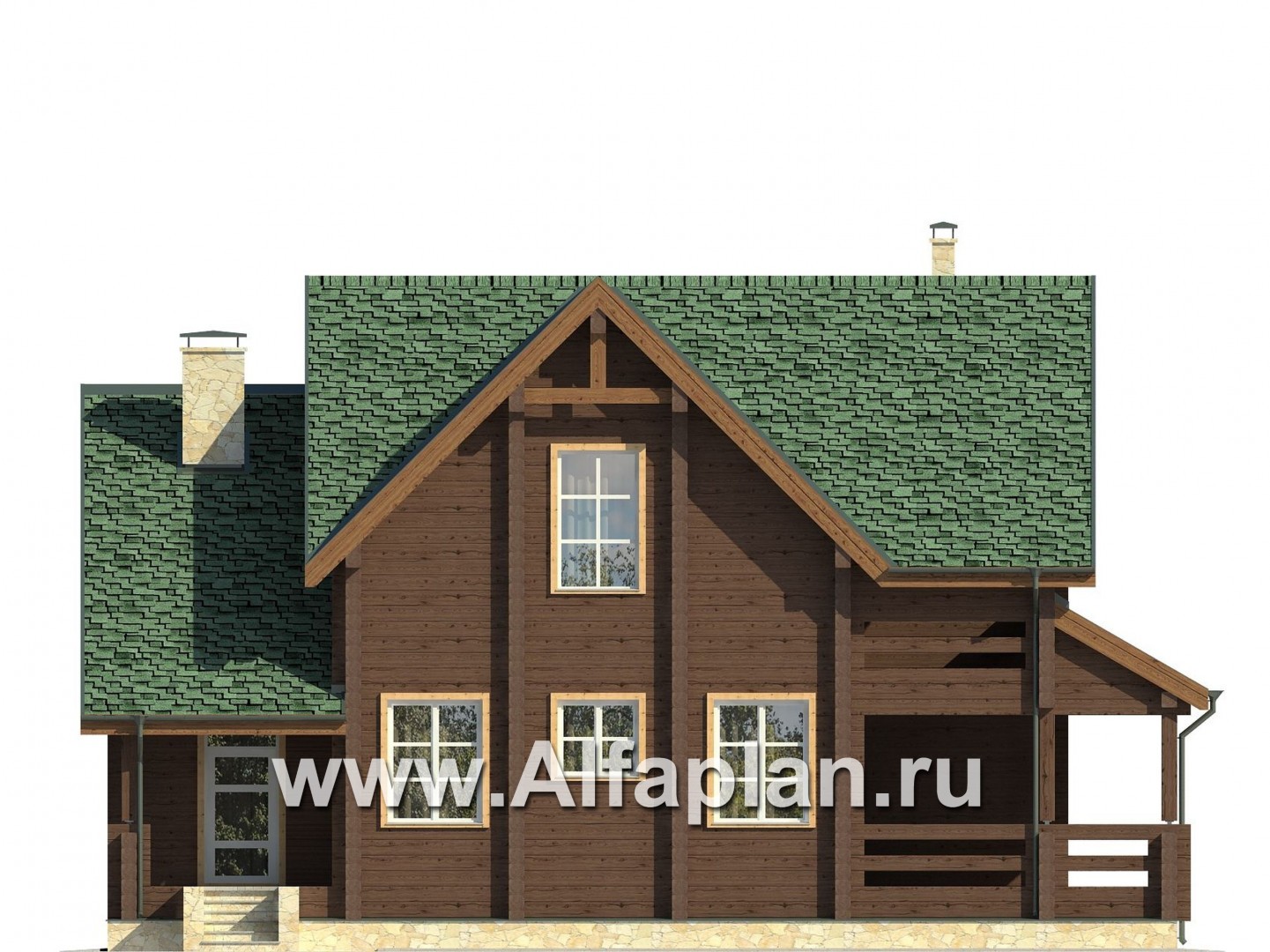 Проекты домов Альфаплан - Комфортный дом из клееного бруса - изображение фасада №2