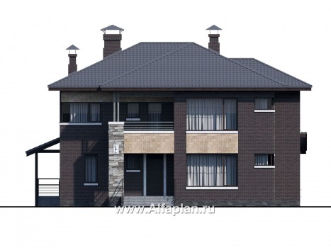 Проекты домов Альфаплан - «Прайд» - современный коттедж с остекленной верандой - превью фасада №1