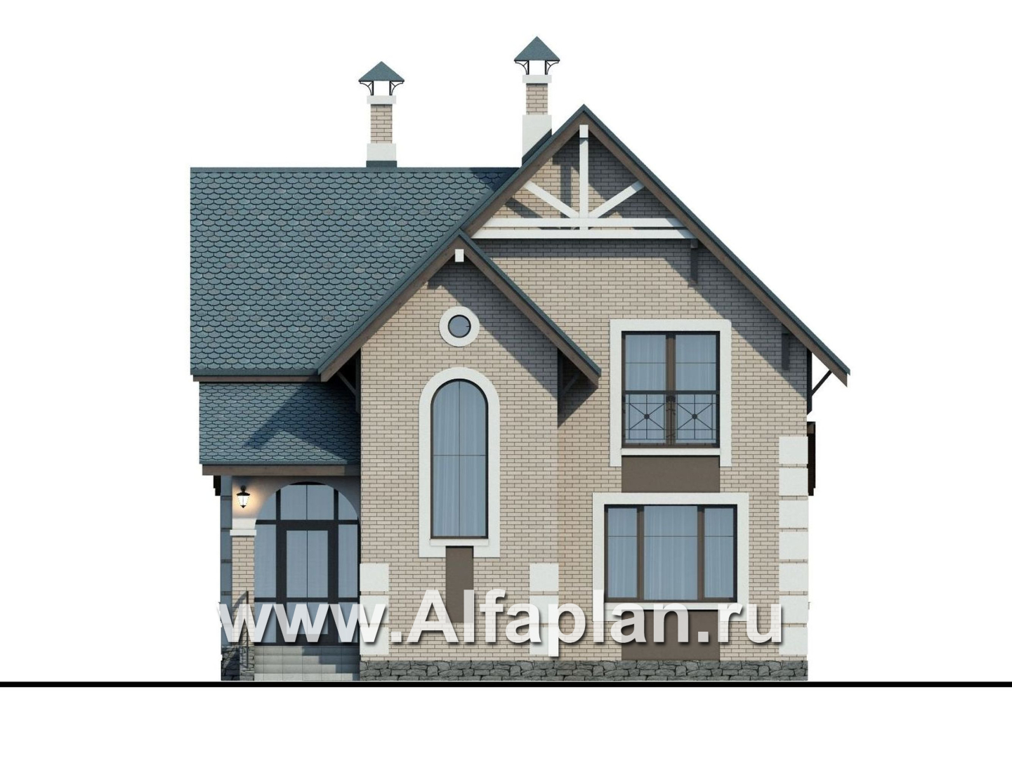 Проекты домов Альфаплан - «Приоритет»-  элегантный коттедж , удобный план дома - изображение фасада №1
