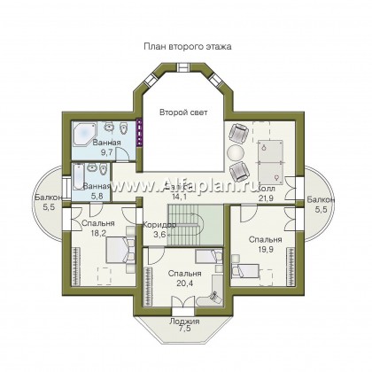 Проекты домов Альфаплан - «Белта» -  двухэтажный коттедж в романтическом стиле - превью плана проекта №2