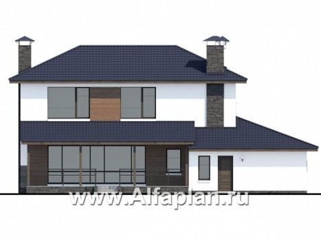 «Мотивация успеха» - проект двухэтажного дома с террасой, с гаражом, в скандинавском стиле - превью фасада дома