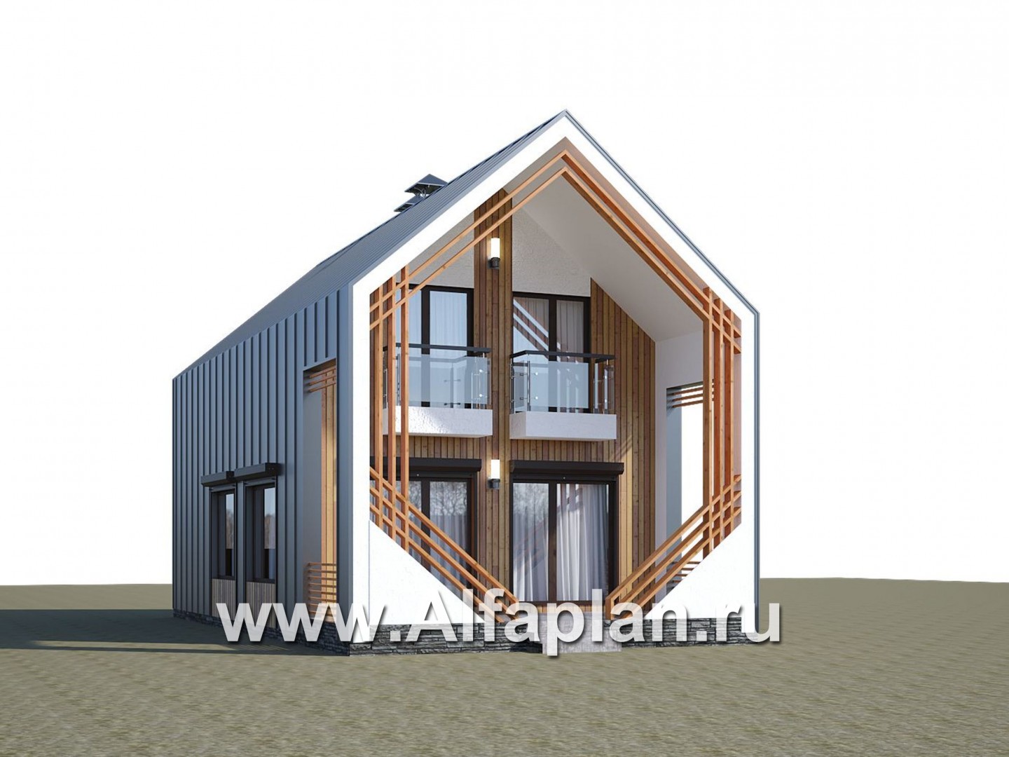 Проекты домов Альфаплан - «Сигма» - стильный двухэтажный каркасный дом - дополнительное изображение №1