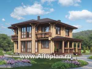 Проекты домов Альфаплан - Дом из бруса с двусветным пространством - превью основного изображения