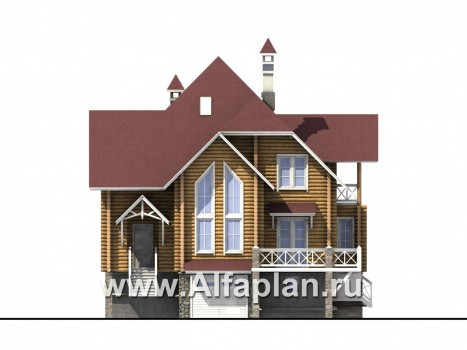 Проекты домов Альфаплан - «Транк Хаус» - деревянный дом с террасой - превью фасада №1