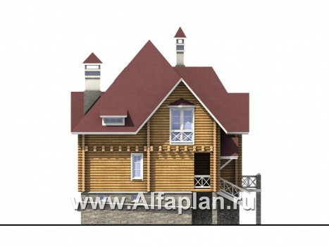 Проекты домов Альфаплан - «Транк Хаус» - деревянный дом с террасой - превью фасада №3